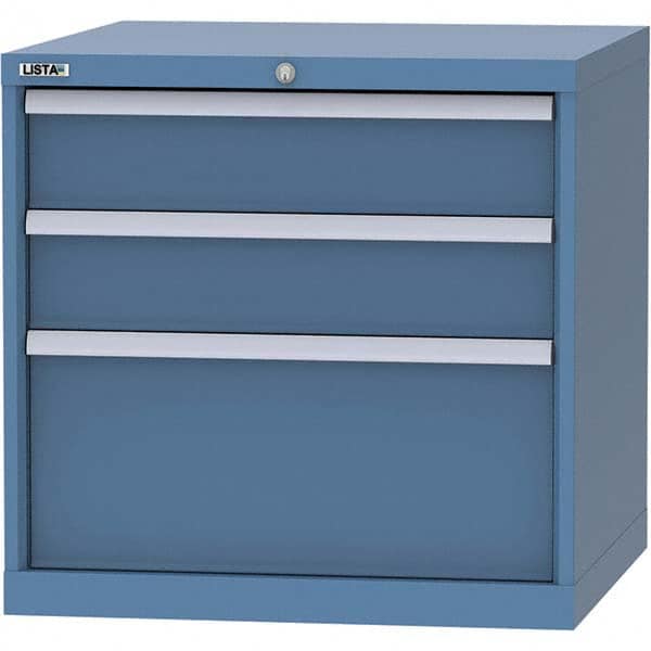 LISTA - 3 Drawer, 45 Compartment Bright Blue Steel Modular Storage Cabinet - Industrial Tool & Supply