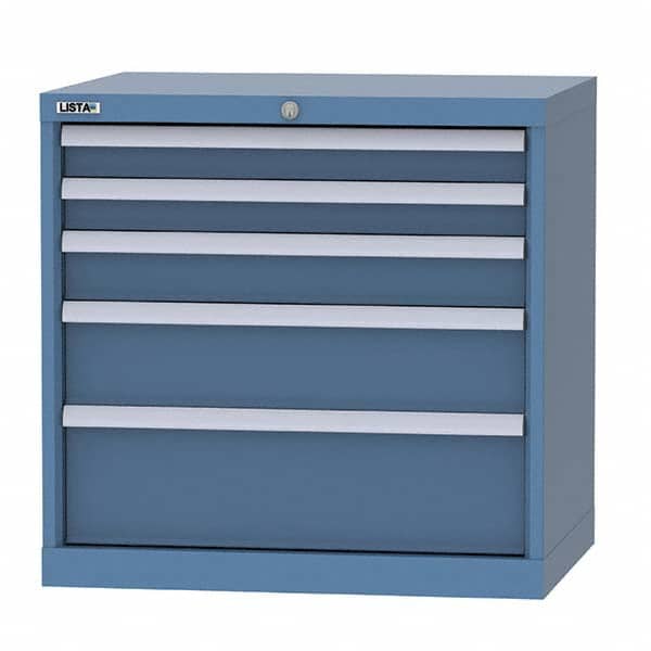 LISTA - 3 Drawer, 124 Compartment Bright Blue Steel Modular Storage Cabinet - Industrial Tool & Supply