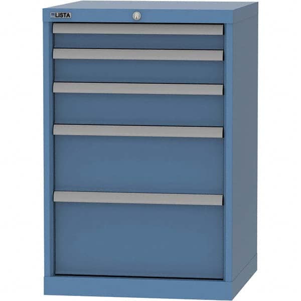 LISTA - 5 Drawer, 84 Compartment Bright Blue Steel Modular Storage Cabinet - Industrial Tool & Supply
