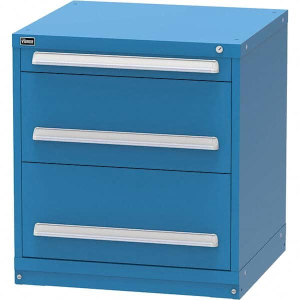 Vidmar - 3 Drawer Bright Blue Steel Modular Storage Cabinet - Industrial Tool & Supply