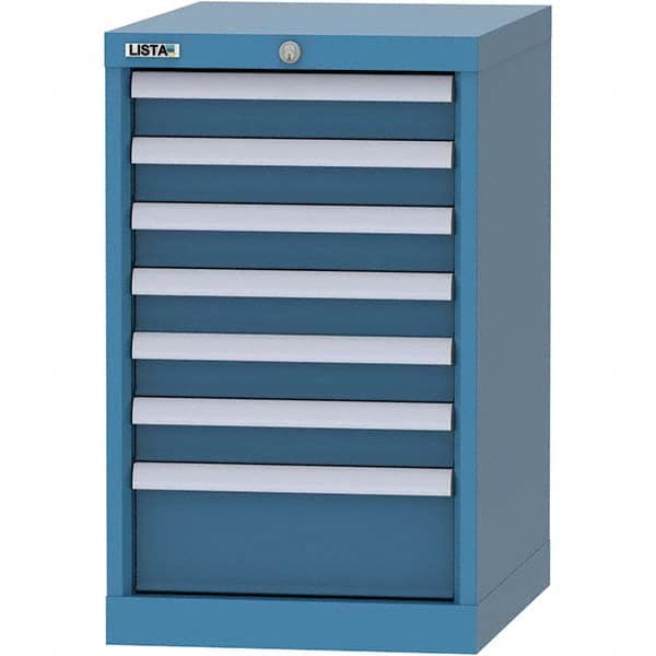 LISTA - 7 Drawer, 216 Compartment Bright Blue Steel Modular Storage Cabinet - Industrial Tool & Supply