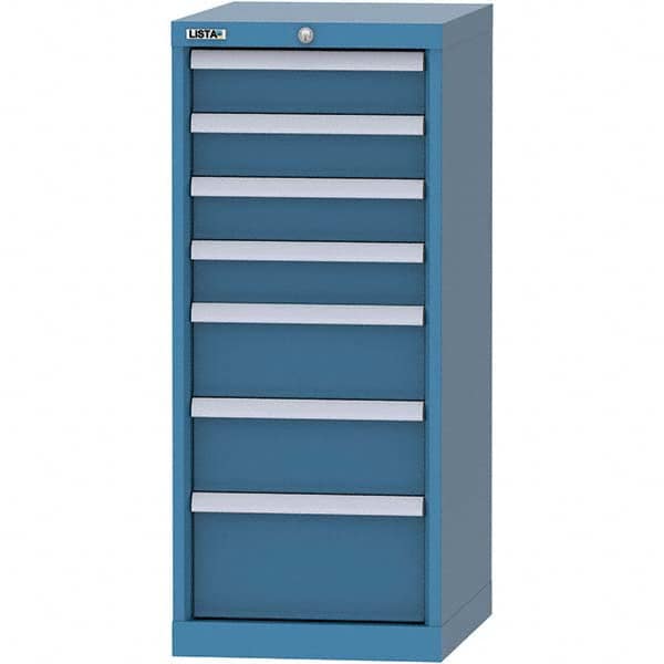 LISTA - 7 Drawer, 216 Compartment Bright Blue Steel Modular Storage Cabinet - Industrial Tool & Supply