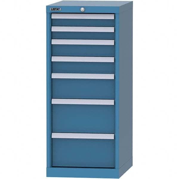 LISTA - 7 Drawer, 216 Compartment Bright Blue Steel Modular Storage Cabinet - Industrial Tool & Supply