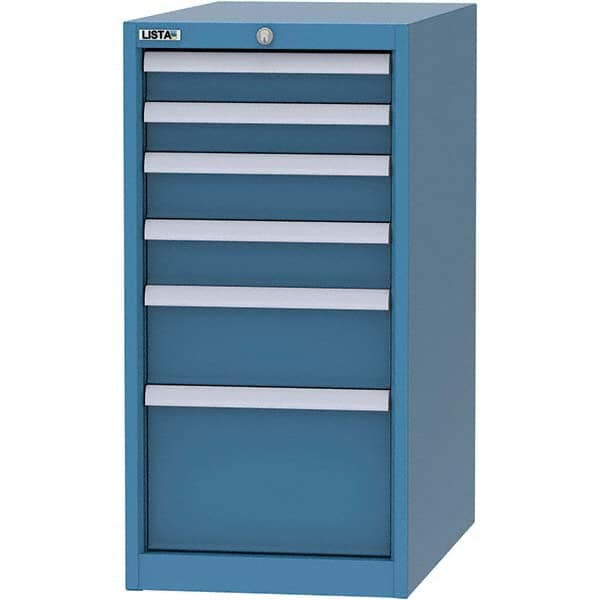 LISTA - 6 Drawer, 45 Compartment Bright Blue Steel Modular Storage Cabinet - Industrial Tool & Supply