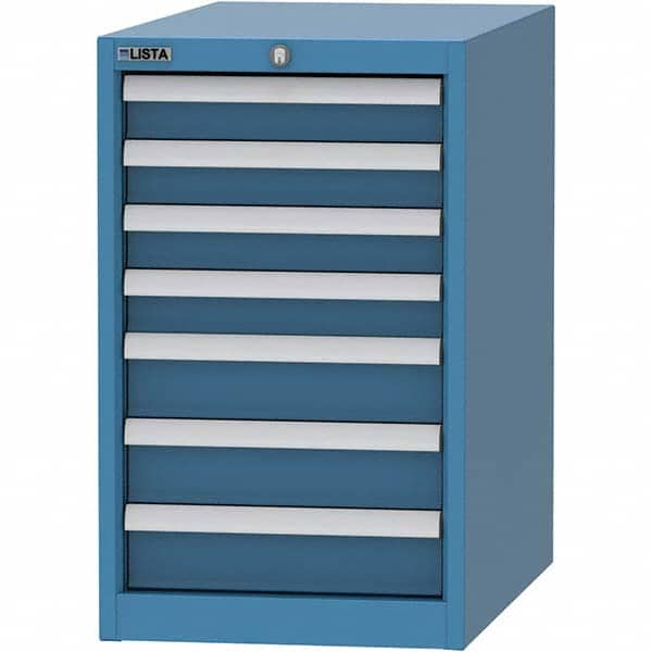 LISTA - 7 Drawer, 45 Compartment Bright Blue Steel Modular Storage Cabinet - Industrial Tool & Supply