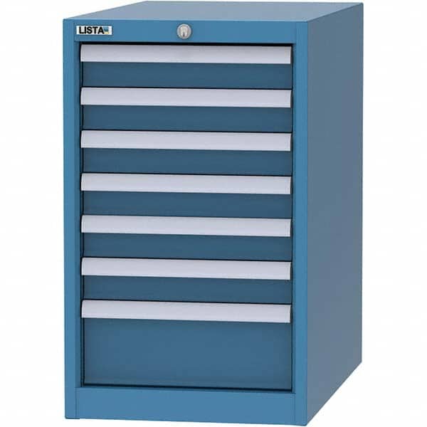 LISTA - 7 Drawer, 45 Compartment Bright Blue Steel Modular Storage Cabinet - Industrial Tool & Supply