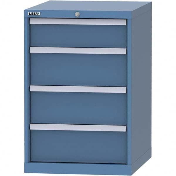 LISTA - 4 Drawer, 99 Compartment Bright Blue Steel Modular Storage Cabinet - Industrial Tool & Supply