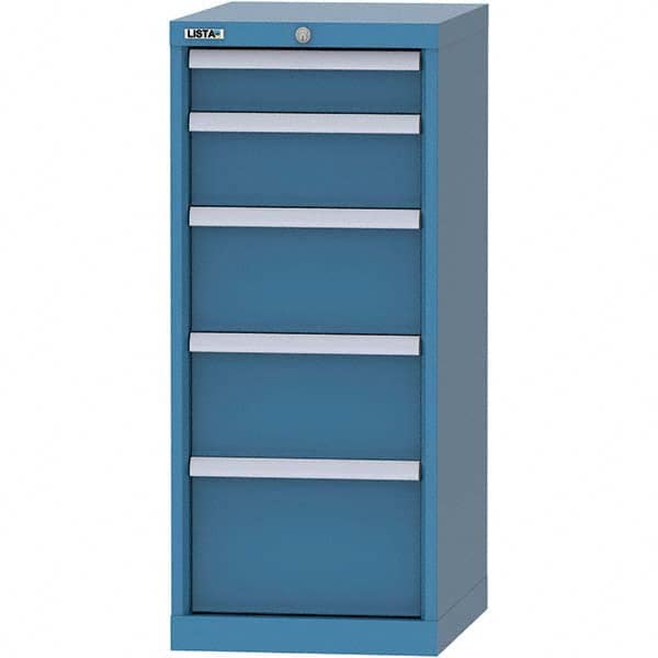 LISTA - 5 Drawer, 216 Compartment Bright Blue Steel Modular Storage Cabinet - Industrial Tool & Supply