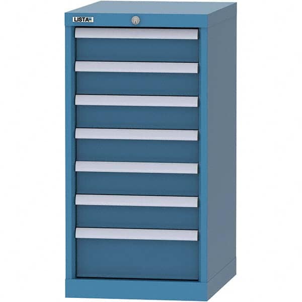 LISTA - 7 Drawer, 216 Compartment Bright Blue Steel Modular Storage Cabinet - Industrial Tool & Supply