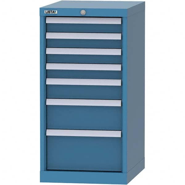 LISTA - 7 Drawer, 216 Compartment Bright Blue Steel Modular Storage Cabinet - Industrial Tool & Supply