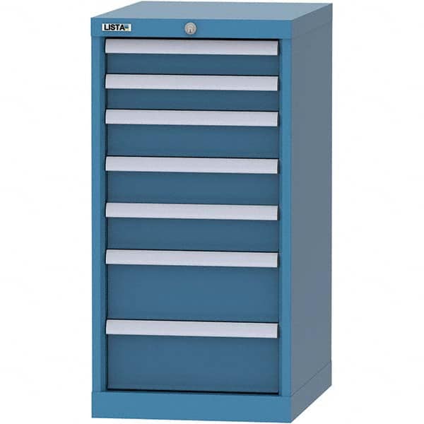 LISTA - 7 Drawer, 216 Compartment Bright Blue Steel Modular Storage Cabinet - Industrial Tool & Supply