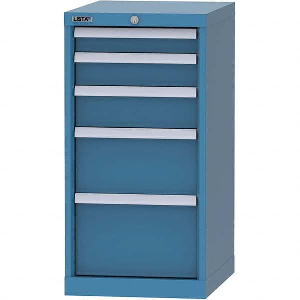 LISTA - 5 Drawer, 216 Compartment Bright Blue Steel Modular Storage Cabinet - Industrial Tool & Supply