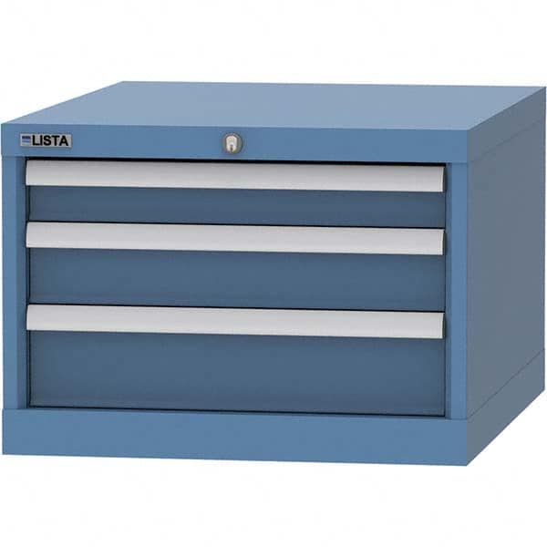 LISTA - 3 Drawer, 99 Compartment Bright Blue Steel Modular Storage Cabinet - Industrial Tool & Supply