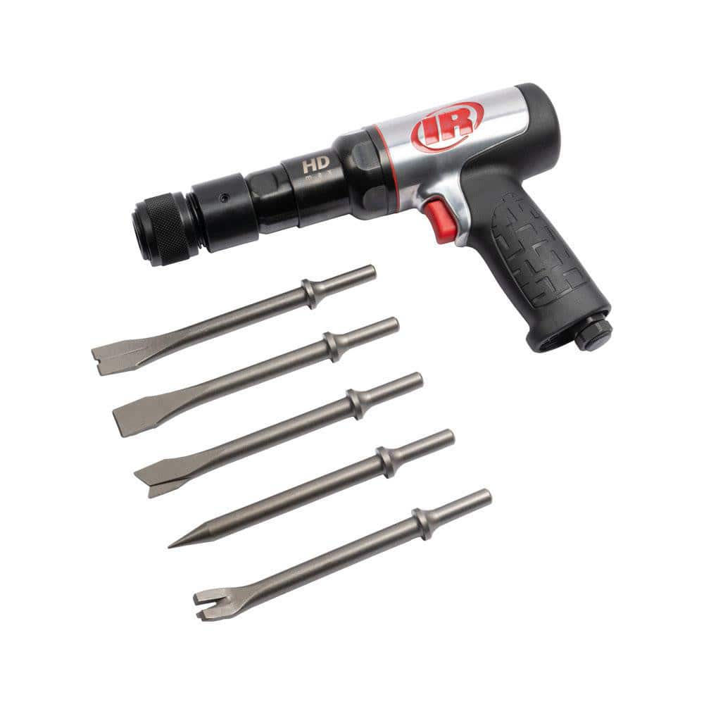 Chiseling, Chipping & Demolition Hammers; Air Consumption (LPM): 75.36; Handle Type: Pistol Grip; Stroke Length: 3.00; Blows Per Minute: 2600; Inlet Size (Inch): 1/4; Working Pressure: 90.000; Includes: Bare Tool, Quick Change Retainer, (5) Assorted Chise