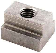 Jergens - 1/2-13 Tapped Through T Slot Nut - 5/8" Slot Width, 1 x 3/8" Base Width x Height, 1-1/4 x 3/4" Overall Length x Height - Industrial Tool & Supply