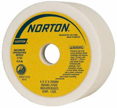 Norton - 4" Diam, 20mm Hole Size, 2" Overall Thickness, 80 Grit, Type 6 Tool & Cutter Grinding Wheel - Medium Grade, Aluminum Oxide, J Hardness, Vitrified Bond, 5,730 RPM - Industrial Tool & Supply