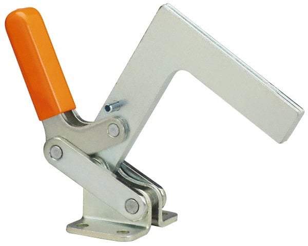 Lapeer - 600 Lb Holding Capacity, Horizontal Handle, Manual Hold Down Toggle Clamp - 175° Handle Movement, 135° Bar Opening, L-Shaped Solid Bar, Flanged Base, Carbon Steel - Industrial Tool & Supply