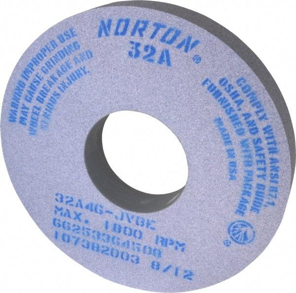 Norton - 14" Diam x 5" Hole x 2" Thick, J Hardness, 46 Grit Surface Grinding Wheel - Aluminum Oxide, Type 1, Coarse Grade, 1,800 Max RPM, Vitrified Bond, No Recess - Industrial Tool & Supply