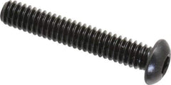 Made in USA - 1/4-20 UNC Hex Socket Drive, Button Screw - Alloy Steel, Black Oxide Finish, Fully Threaded, 1-1/2" Length Under Head - Industrial Tool & Supply