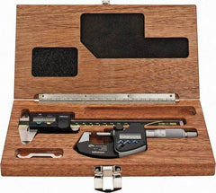 Mitutoyo - 4 Piece, Machinist Caliper and Micrometer Tool Kit - 0 to 6 Inch Caliper, 1 Inch Micrometer, 0.0001 Inch Graduation - Industrial Tool & Supply