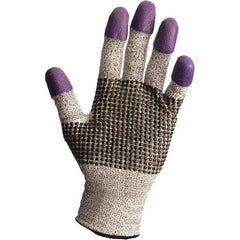 KleenGuard - Size L (9), ANSI Cut Lvl 3, Nitrile Coated Cut Resistant Gloves - 9.5" Long, Fingertips Coated, Dyneema Lining, Knit Wrist, White/Black/Purple, Paired - Industrial Tool & Supply