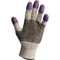 KleenGuard - Size XL (10), ANSI Cut Lvl 3, Nitrile Coated Cut Resistant Gloves - 9.5" Long, Fingertips Coated, Dyneema Lining, Knit Wrist, White/Black/Purple, Paired - Industrial Tool & Supply
