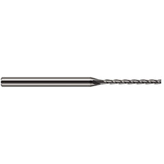 Square End Mill: 1/4'' Dia, 3'' LOC, 1/4'' Shank Dia, 6'' OAL, 4 Flutes, Solid Carbide Single End, Uncoated, 30 ° Helix, Centercutting, RH Cut, RH Flute