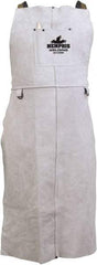 MCR Safety - 24 x 42" Flame Resistant/Retardant & Welding Bib Apron - Leather, 31 oz Material, Gray, 1 Pocket - Industrial Tool & Supply