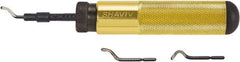 Shaviv - 5 Piece High Speed Steel Blade Hand Deburring Tool Set - E Blade Holder, E100, E200, E300 Blades, For Hole Edge, Straight Edge - Industrial Tool & Supply