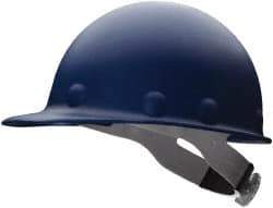 Fibre-Metal - ANSI Type I, Class G Rated, 8-Point, Ratchet Adjustment Hard Hat - Size 6-1/2 to 8, Blue, Standard Brim - Industrial Tool & Supply