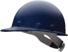 Fibre-Metal - ANSI Type I, Class G Rated, 8-Point, Ratchet Adjustment Hard Hat - Size 6-1/2 to 8, Blue, Standard Brim - Industrial Tool & Supply