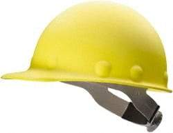 Fibre-Metal - ANSI Type I, Class G Rated, 8-Point, Ratchet Adjustment Hard Hat - Size 6-5/8 to 7-3/4, Yellow, Standard Brim - Industrial Tool & Supply