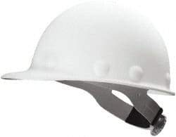Fibre-Metal - ANSI Type I, Class G Rated, 8-Point, Ratchet Adjustment Hard Hat - Size 6-1/2 to 8, White, Standard Brim - Industrial Tool & Supply