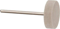 Value Collection - 7/8" Diam, 3/32" Shank Diam, Wheel Shaped Mounted Bob - Hard Density, 1/4" Head Length, 2" Shank Length, Wool Felt - Industrial Tool & Supply