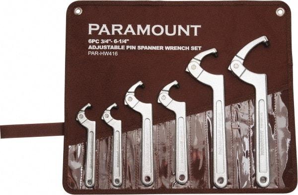 Paramount - 3/4" to 6-1/4" Capacity, Pin Spanner Wrench - 12-1/8" OAL - Industrial Tool & Supply