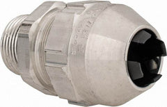 Thomas & Betts - 0.77 to 0.88" Cable Capacity, Class 1, Gas & Vapor Environments, Straight Strain Relief Cord Grip - 1 NPT Thread, Aluminum - Industrial Tool & Supply