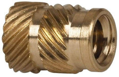 E-Z LOK - 1/4" Drill, 10 24 UNC, 0.278" Diam, Brass Unheaded Heat Installed Threaded Insert - 1/4" Hole, 3/8" OAL - Industrial Tool & Supply