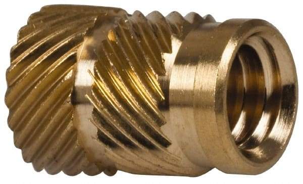 E-Z LOK - 5/16" Drill, 1/4 20 UNC, 0.341" Diam, Brass Unheaded Heat Installed Threaded Insert - 0.315" Hole, 1/2" OAL - Industrial Tool & Supply