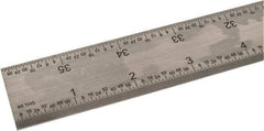 SPI - 36" Long, 1/100, 1/64, 1/50, 1/32" Graduation, Rigid Steel Rule - 16R Graduation Style, 1-1/4" Wide, Silver, Satin Chrome Finish - Industrial Tool & Supply