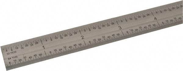 SPI - 36" Long, 1/100, 1/64, 1/32, 1/10" Graduation, Flexible Steel Rule - 5R Graduation Style, 3/4" Wide, Silver, Satin Chrome Finish - Industrial Tool & Supply