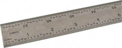 SPI - 48" Long, 1/64, 1/32, 1/16, 1/8" Graduation, Rigid Steel Rule - 4R Graduation Style, 1-1/4" Wide, Silver, Satin Chrome Finish - Industrial Tool & Supply