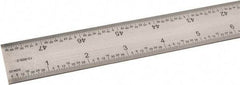 SPI - 48" Long, 1/64, 1/32" and 0.5, 1mm Graduation, Rigid Steel Rule - English/Metric Graduation Style, 1-1/4" Wide, Silver, Satin Chrome Finish - Industrial Tool & Supply