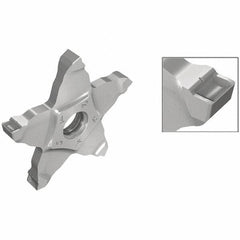 Iscar - PENTA C IC908 Grade, 0.13" Cutting Width, Carbide Cutoff Insert - Neutral Lead Angle, 0.004" Cnr Rad, TiAlN Coated, Other End - Industrial Tool & Supply