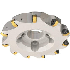 Iscar - 63mm Cut Diam, 27mm Arbor Hole, 3.5mm Max Depth of Cut, 30° Indexable Chamfer & Angle Face Mill - 5 Inserts, H600 WXCU 08 Insert, Right Hand Cut, 5 Flutes, Through Coolant, Series Helido - Industrial Tool & Supply