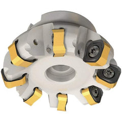 Iscar - 89.7mm Cut Diam, 27mm Arbor Hole, 6mm Max Depth of Cut, 65° Indexable Chamfer & Angle Face Mill - 10 Inserts, OXMT 0507\xB6RXMT 1607\xB6S865 SNMU 1305 Insert, Right Hand Cut, 10 Flutes, Through Coolant, Series Helido - Industrial Tool & Supply