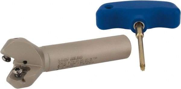 Iscar - 45° Lead Angle, 1.409" Max Cut Diam, 1" Min Cut Diam, 0.138" Max Depth of Cut, Indexable Chamfer and Angle End Mill - 2 Inserts, ONMU, OXMT, RXMT, SNMU Insert Style, 4" Overall Length, Through Coolant, Straight Shank - Industrial Tool & Supply