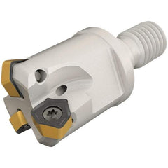 Iscar - 30° Lead Angle, 20mm Max Cut Diam, 13mm Min Cut Diam, 1.5mm Max Depth of Cut, Indexable Chamfer and Angle End Mill - 3 Inserts, H600 WXCU 04 Insert Style, 48mm Overall Length, Through Coolant, Modular Connection - Industrial Tool & Supply
