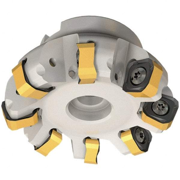 Iscar - 89.7mm Cut Diam, 27mm Arbor Hole, 6mm Max Depth of Cut, 65° Indexable Chamfer & Angle Face Mill - 7 Inserts, OXMT 0507\xB6RXMT 1607\xB6S865 SNMU 1305 Insert, Right Hand Cut, 7 Flutes, Through Coolant, Series Helido - Industrial Tool & Supply