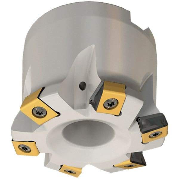 Iscar - 4 Inserts, 1.575" Cutter Diam, 0.071" Max Depth of Cut, Indexable High-Feed Face Mill - 0.63" Arbor Hole Diam, 0.331" Keyway Width, 1.575" High, FTP-LN10 Toolholder, LNHT 1006 Inserts, Series Helitang - Industrial Tool & Supply