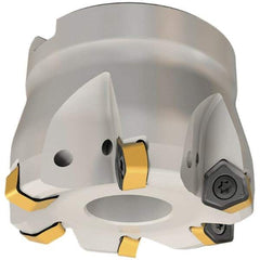 Iscar - 5 Inserts, 1-1/2" Cutter Diam, 0.04" Max Depth of Cut, Indexable High-Feed Face Mill - 1/2" Arbor Hole Diam, 1-1/4" High, FF FWX-05 Toolholder, H600 WXCU 05 Inserts, Series Helido - Industrial Tool & Supply